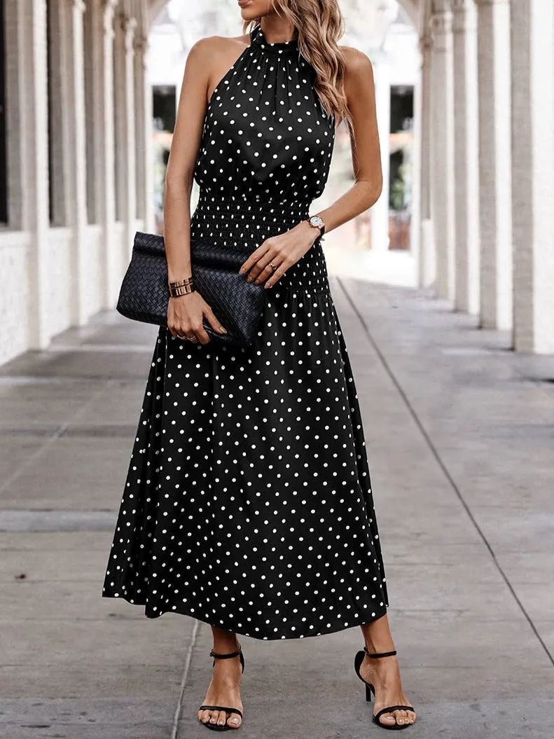 Off Shoulder Dot Print Fit Ruffle Full Dress