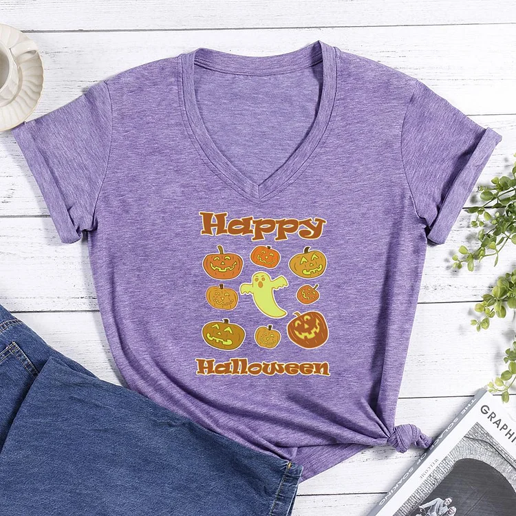 Happy Halloween V-neck T Shirt-Annaletters