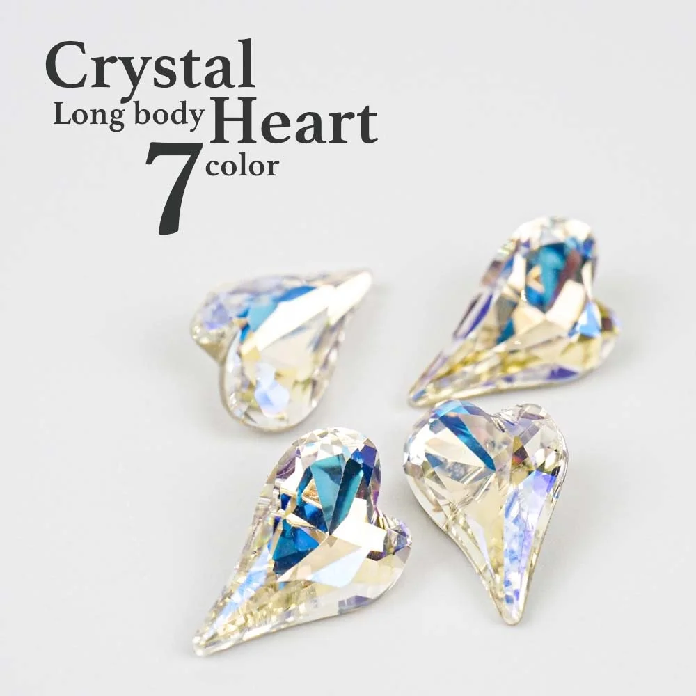 2021 New Crystal Long body Heart Nail Stone heart zircon high quality Nail Jewelry Nail Decoration Nail Parts