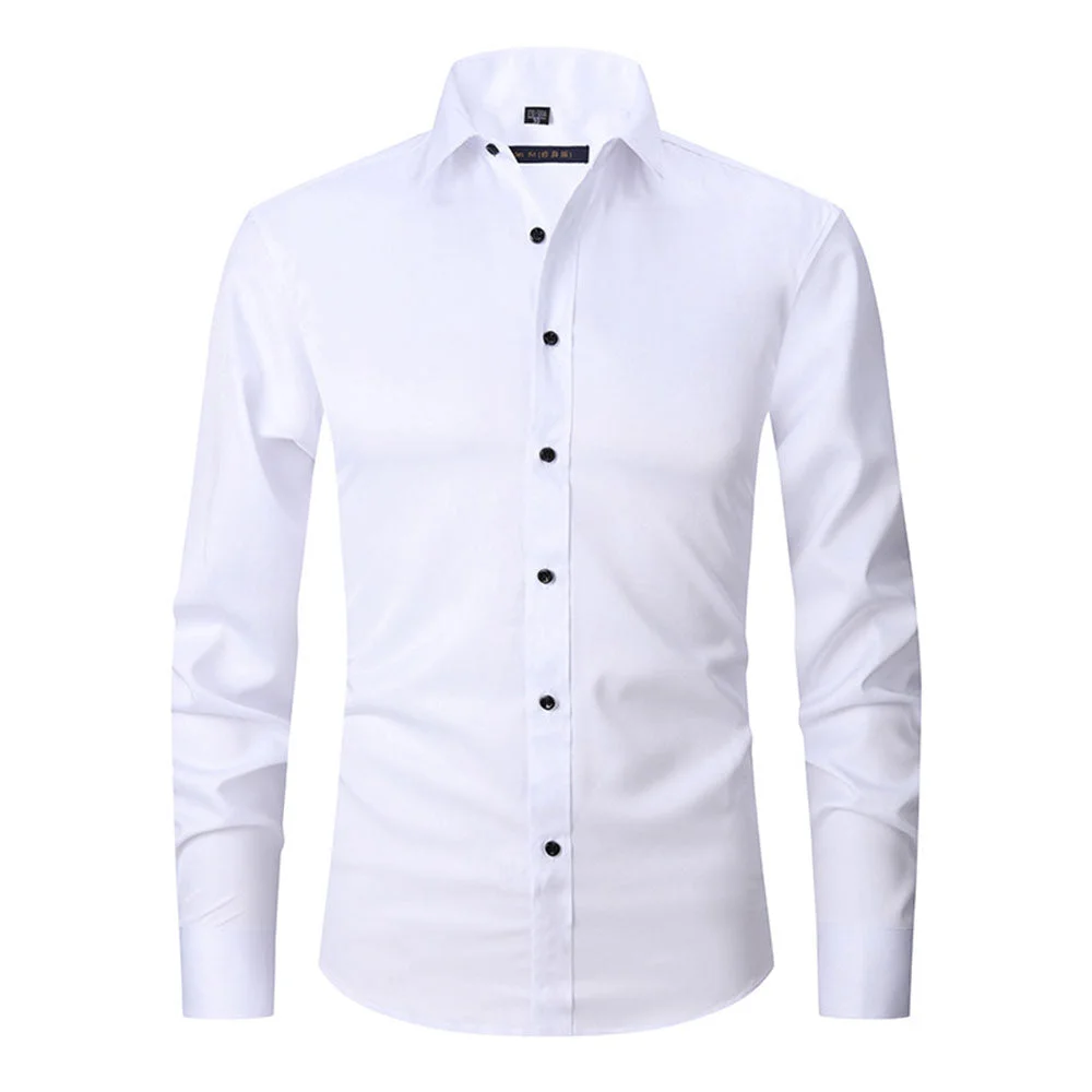Smiledeer Men's Slim Fit Solid Black Button Down Long Sleeve Shirt