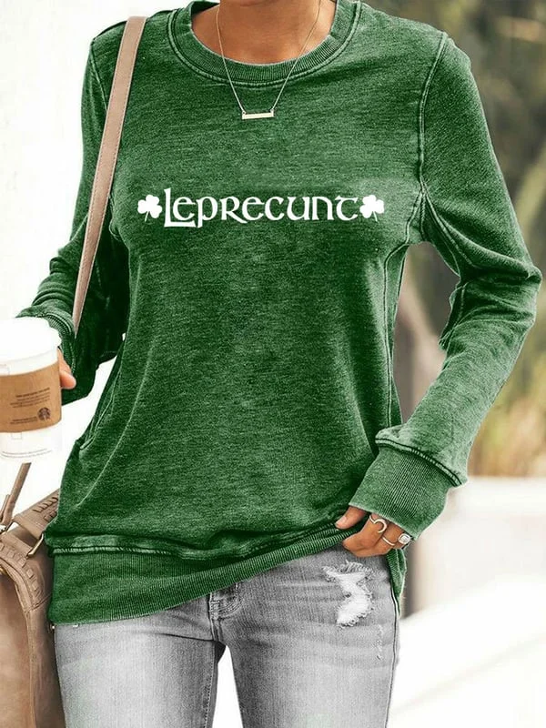 Women's LEPRECUNT Shamrock St. Patrick's Day Printed Casual Sweatshirt