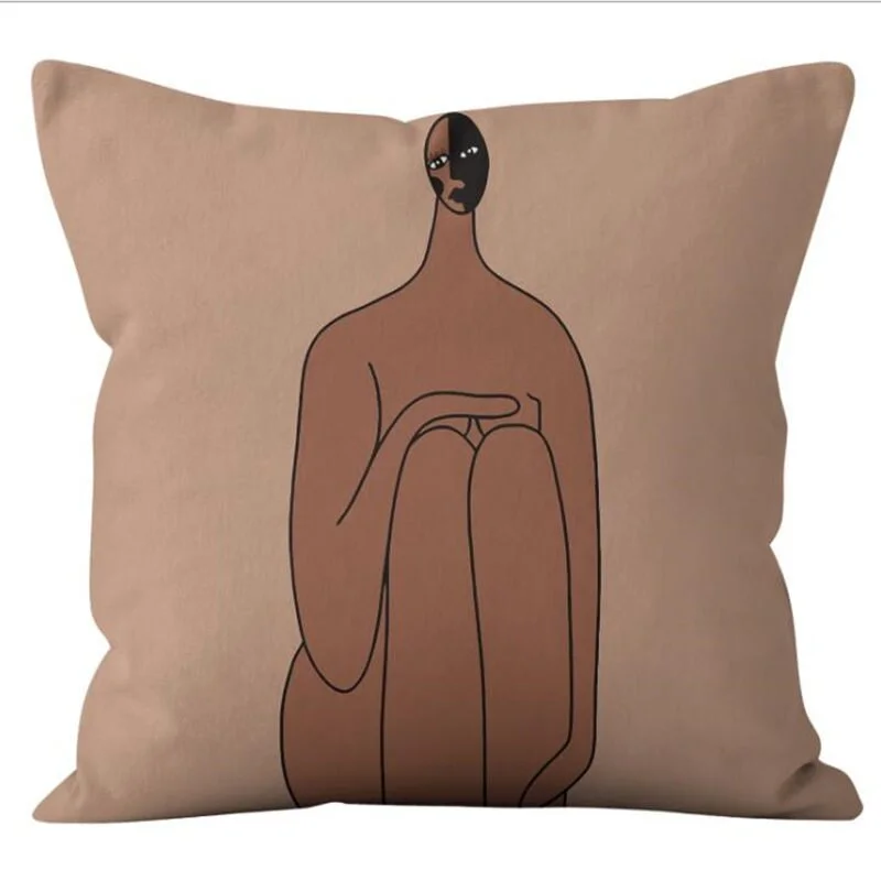 1pc Nordic Abstract Cushion Cover Velvet Throw Pillows Case For Sofa Bed Decorative Pillowcases Minimalist Modern Art Home Decor