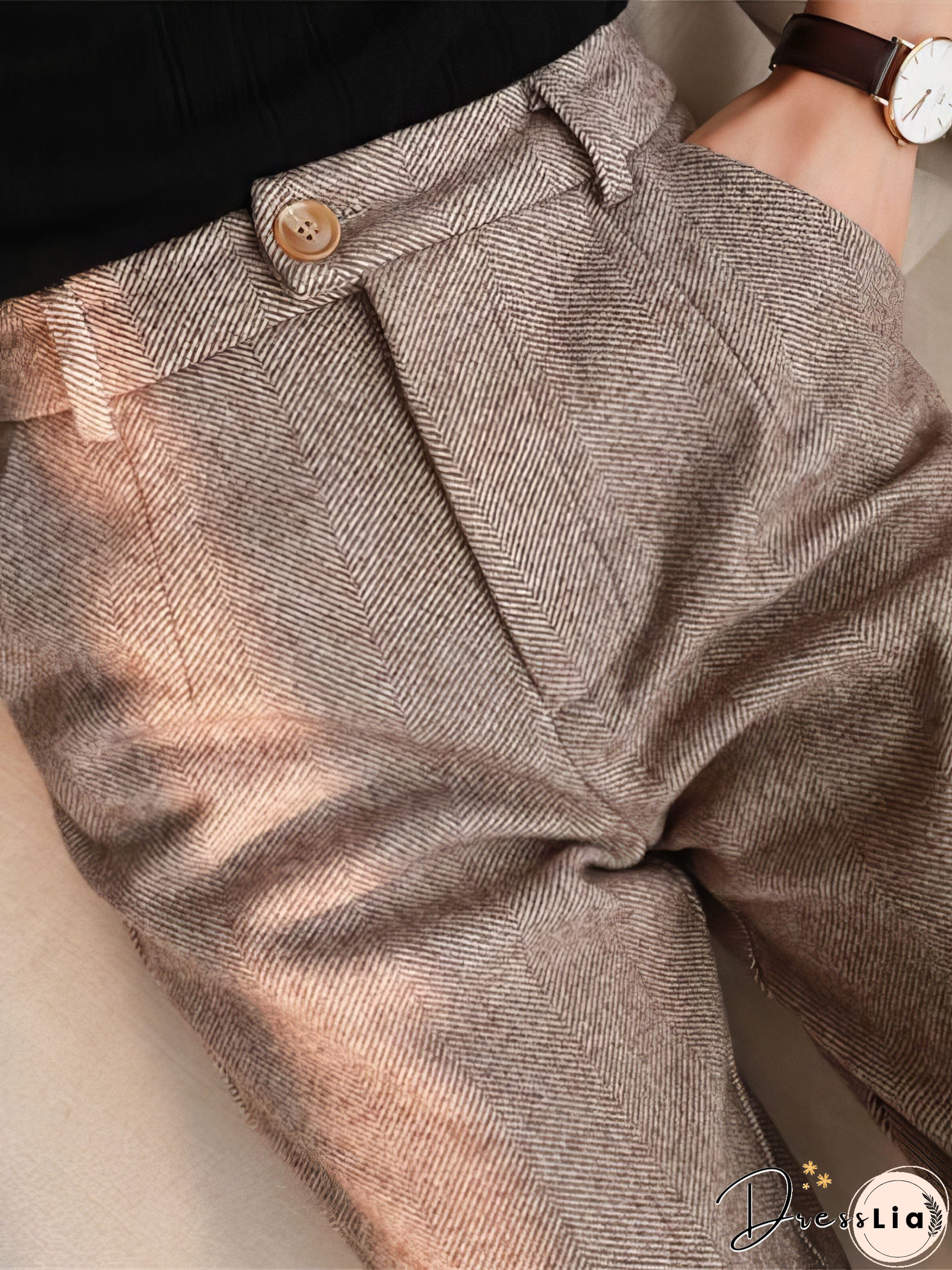 High Waist Pocket Wool Harem Pants