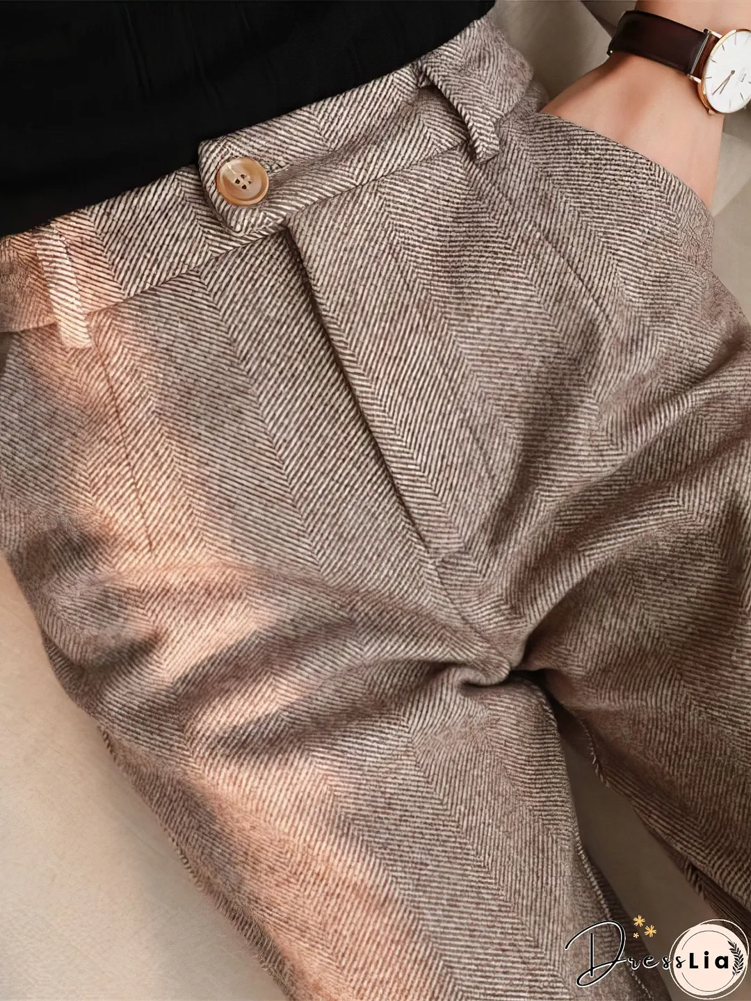 High Waist Pocket Wool Harem Pants