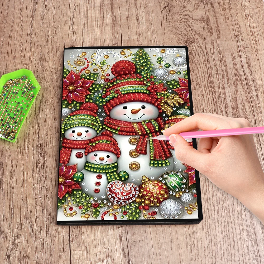 50-Page A5 Snowman Diamond Painting Notebook for Adult Holiday Birthday Gift