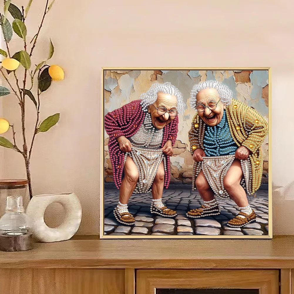 Diamond Painting - Partial Special Shaped Drill - Funny Granny(Canvas|30*30cm)