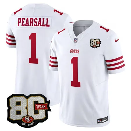Youth San Francisco 49ers #1 Ricky Pearsall White 80 Anniversary Vapor F.U.S.E. Limited Jersey BFHW