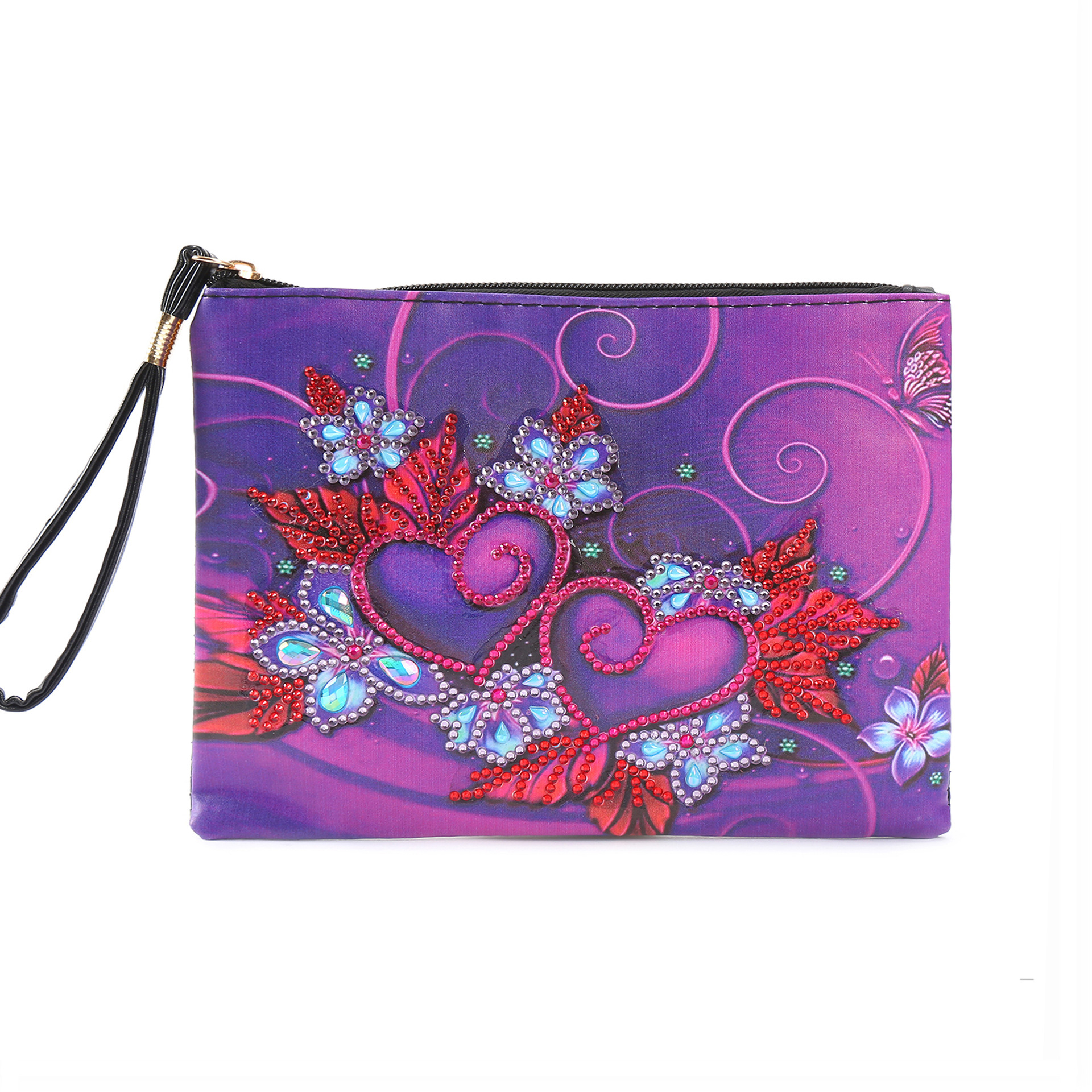 1 piece of diamond cross mirror DIY diamond painted flower handbag, makeup bag, handmade diamond art women's bag