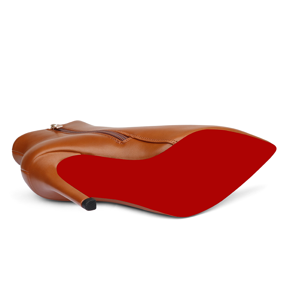 100mm/3.94 inch Women's Ankle Boots Closed Pointed Toe Red Bottom Stilettos Booties-vocosishoes