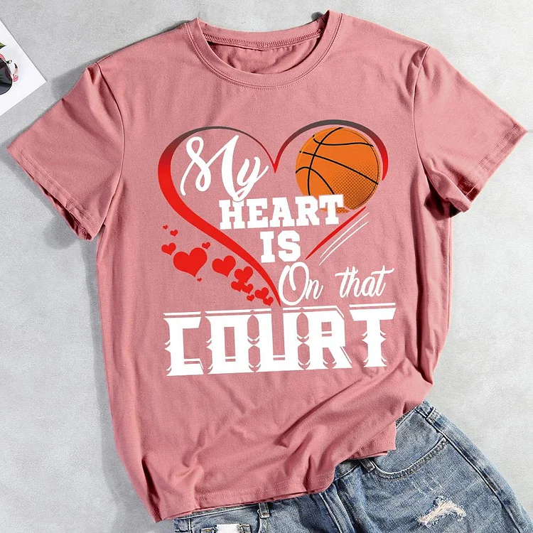 AL™ My heart is on that court  T-shirt Tee -011234-Annaletters