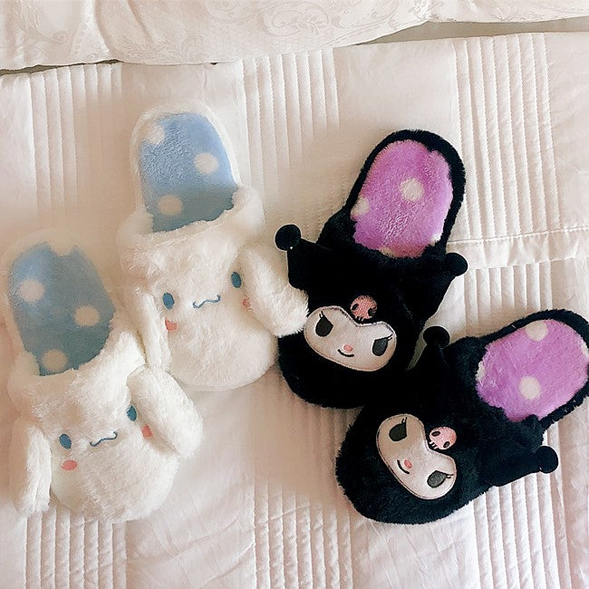 Kuromi Cinnamoroll Adult PLUSH Slippers Indoor Size US 7.5, AU 6, UK 5, EU38 A Cute Shop - Inspired by You For The Cute Soul 