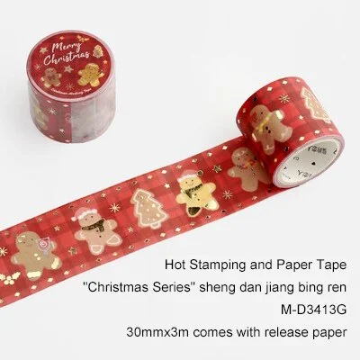 JOURNALSAY 30mm*300cm Christmas Series Bronzing Washi Tape Holiday Christmas
