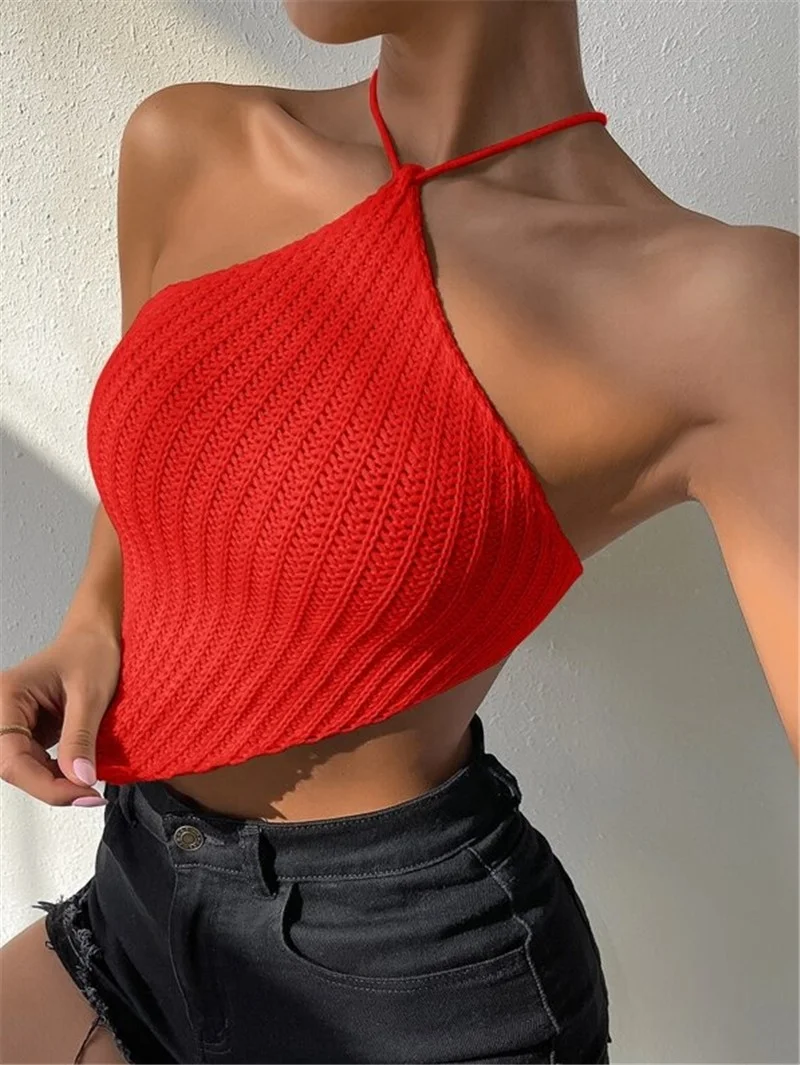 Athvotar Athvotar Neck Knitted Vest Design Sweater Wrapped Blouse