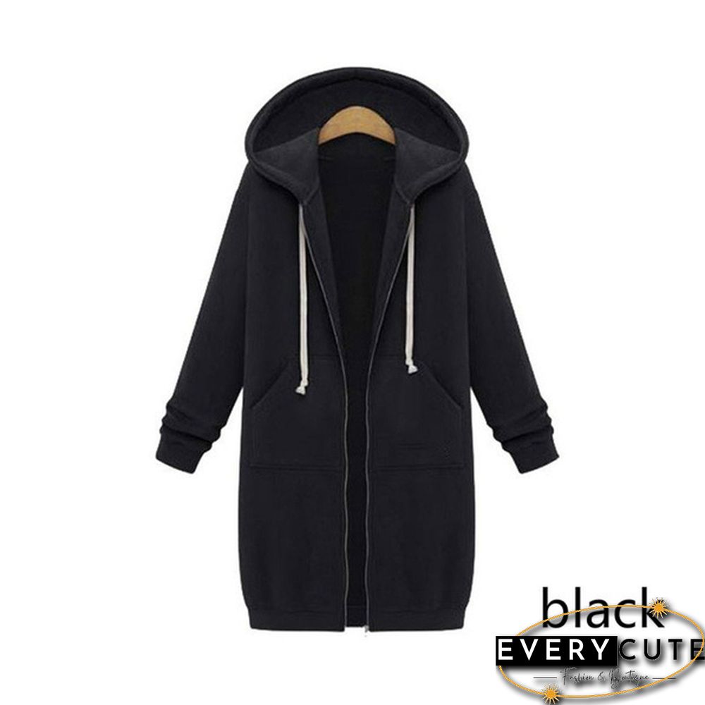 12 Colors New Autumn And Winter Women's Hooded Sweater Thick Long-Sleeved Jacket Casual Zipper Cardigan Loose Coat