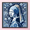 Blue And White Porcelain-Pearl Earring Girl-14CT Stamped Cross Stitch 40*40cm/15.75*15.75in