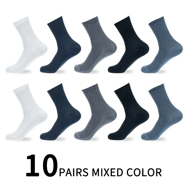 10 Pairs/Lot Men Bamboo Fiber Socks High Quality Solid Black Long Short Sock Business Casual Sports Breathable Four Seasons