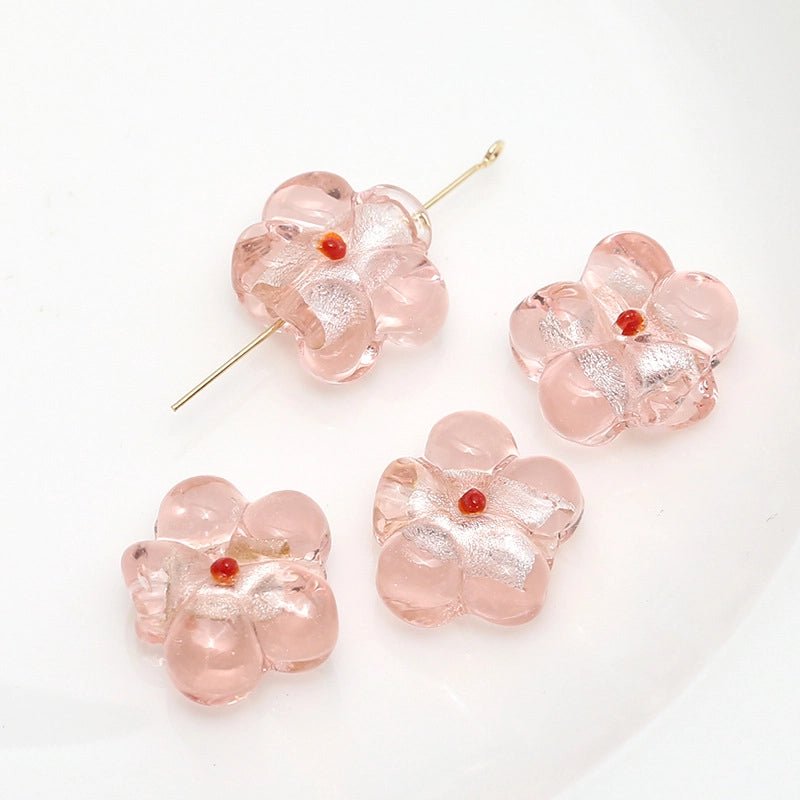 10 PCS/Package 14mm 19mm Glass Flower Jewelry Accessories