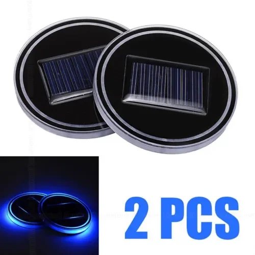 Dronehint Blue LED Solar Cup Pad Cover Car Interior Parts Decoration Light Car Accessories (For: GMC) Parts