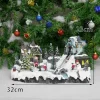 New Christmas Glowing Music Snow Scene House Window Home Christmas Ornaments Decorations