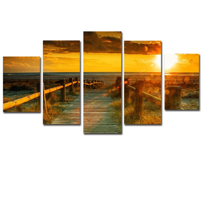 The Setting Sun 5 Panels Canvas Paintings Home Decoration Wall Art Poster And Prints Pop Art P Drop Shipping Wholesale