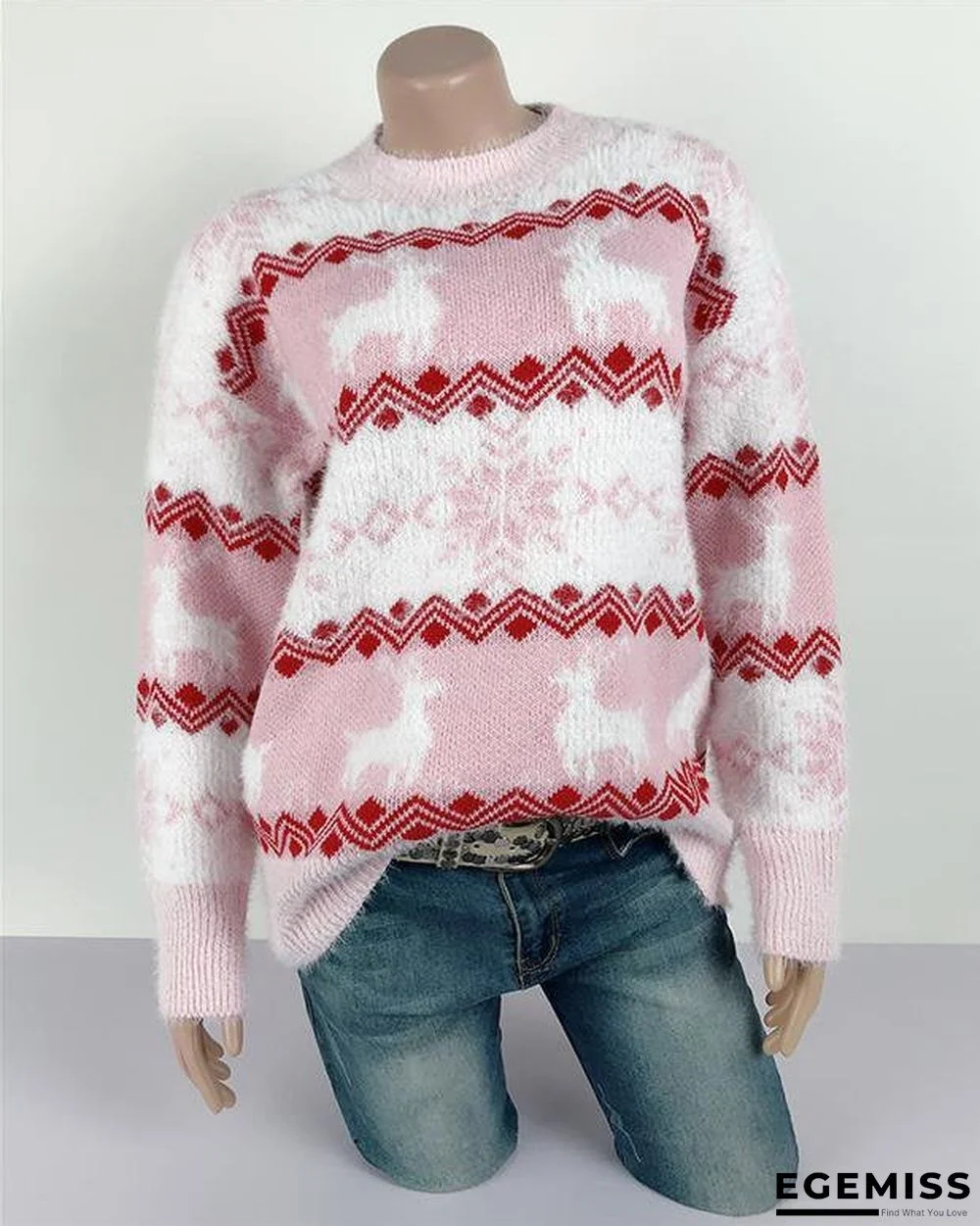 Christmas Elk Snowflake Bottoming Shirt Autumn and Winter Sweater Top Female Tide Long Sleeves | EGEMISS