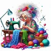 Sewing Old Lady-11CT Stamped Cross Stitch 40*40cm/15.75*15.75in tapestrymarket