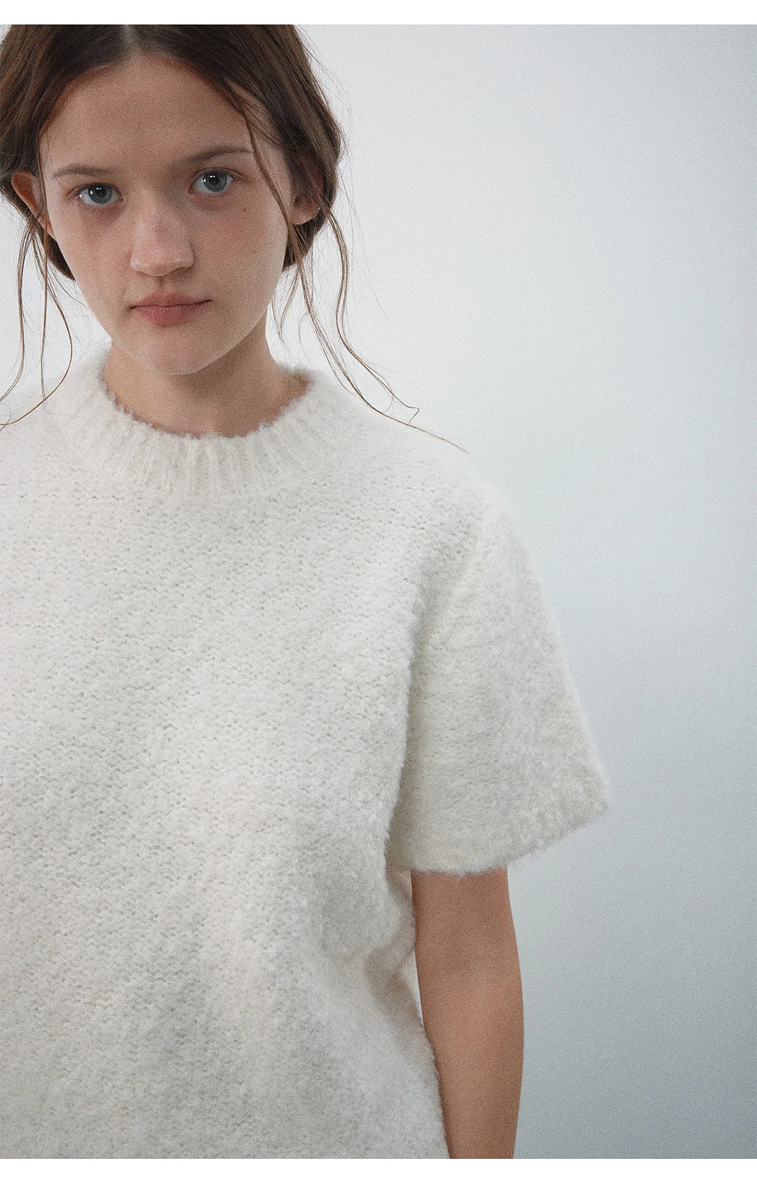 Toloer [Daihe] Winter New Casual Round Collar Wool Circle Yarn Simple And Versatile Short-Sleeved Woolen Top H8256-Outfit Ideas