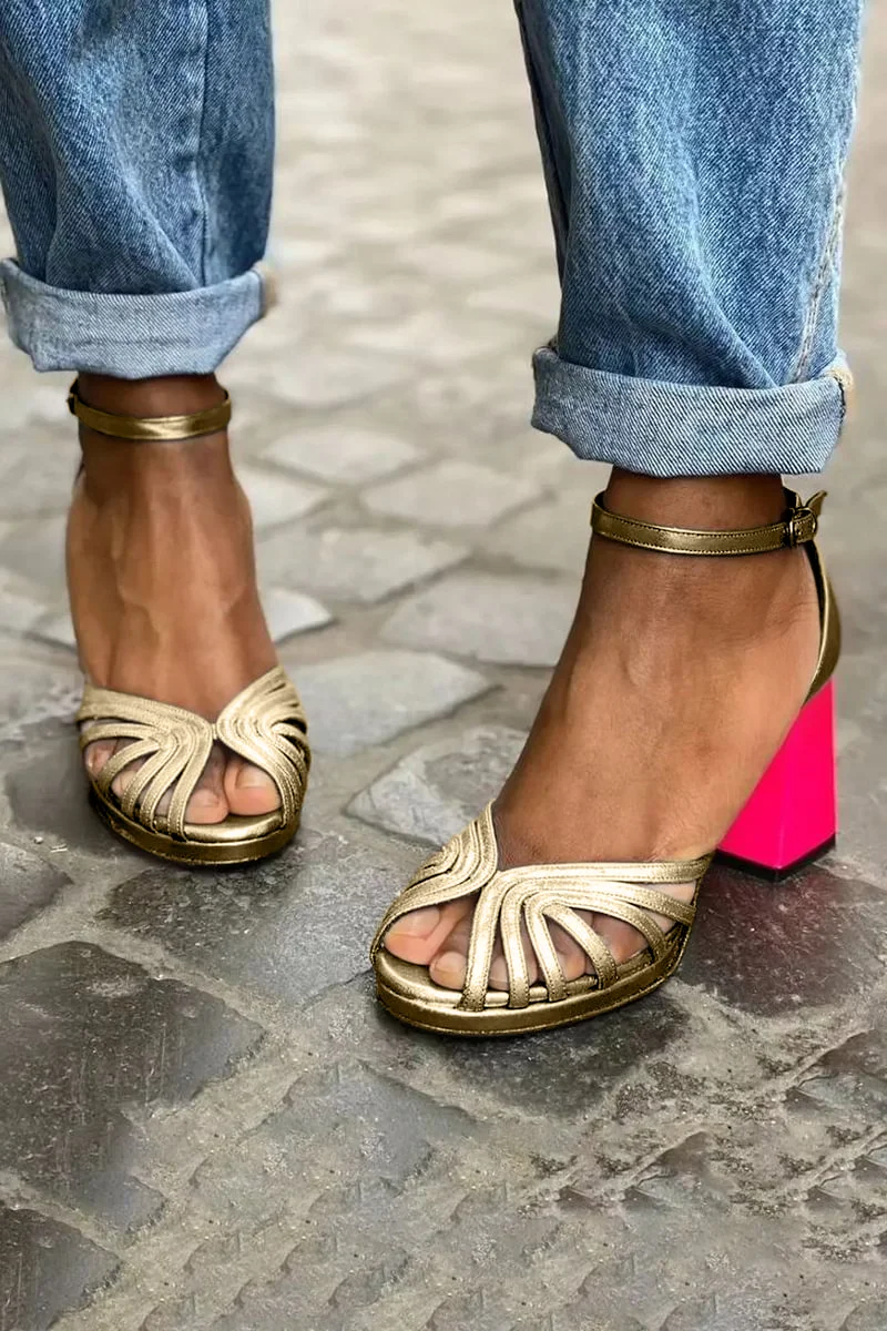 サンダル・ミュール Ma-Helena Peep Toe Leather Sandal Shoes Peep Toe Heel - The J. Peterman Company