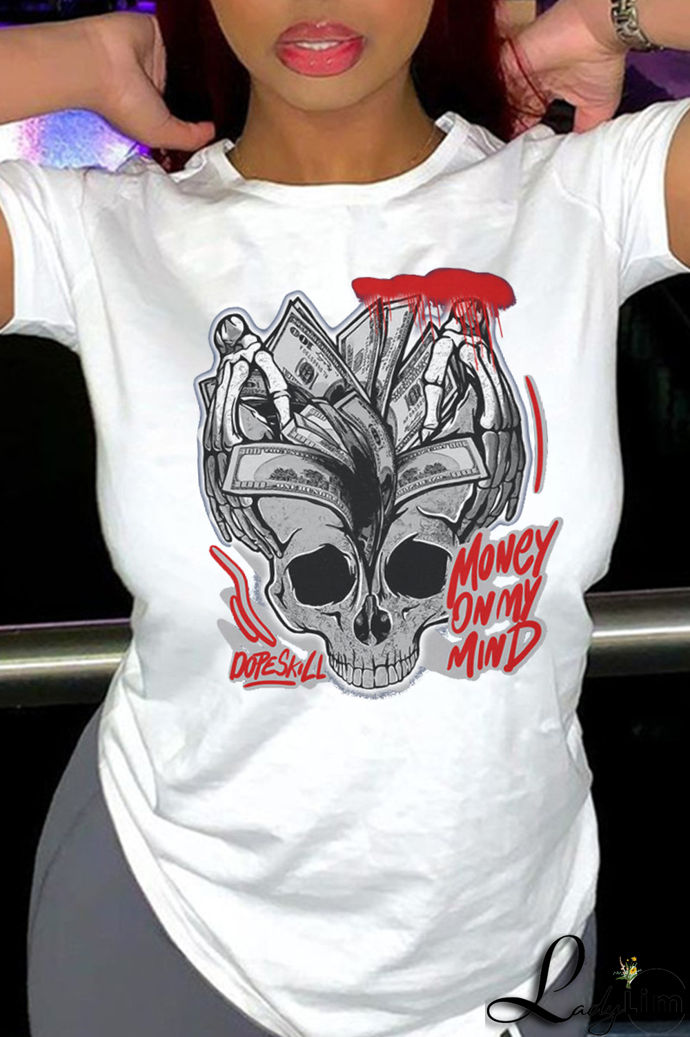 Red Casual Daily Print Patchwork O Neck T-Shirts