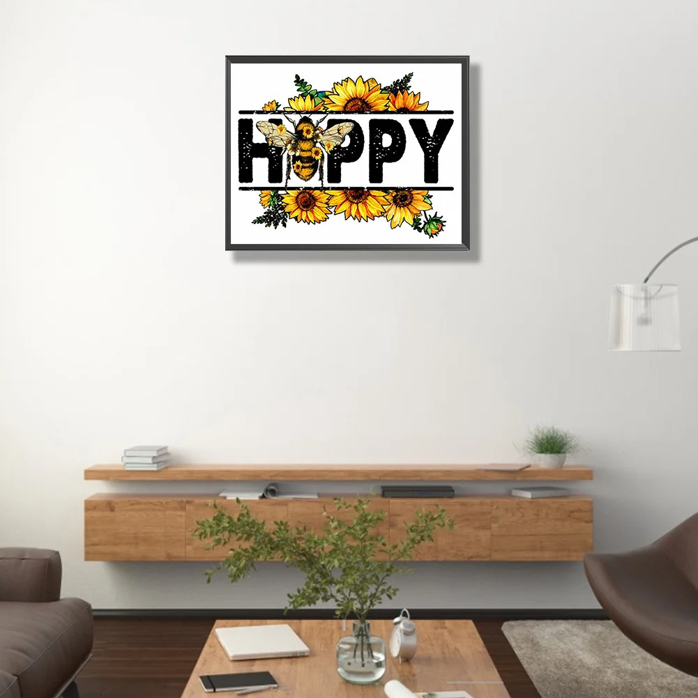 Full Round Diamond Painting 50*40cm - Bee Calligraphy And Painting