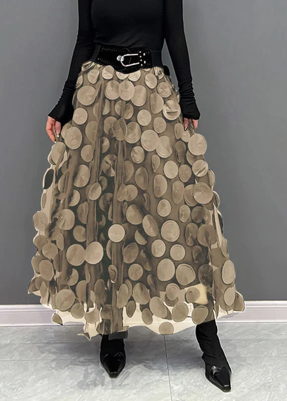 Elegant Rose Dot Patchwork Tulle Skirt Fall
