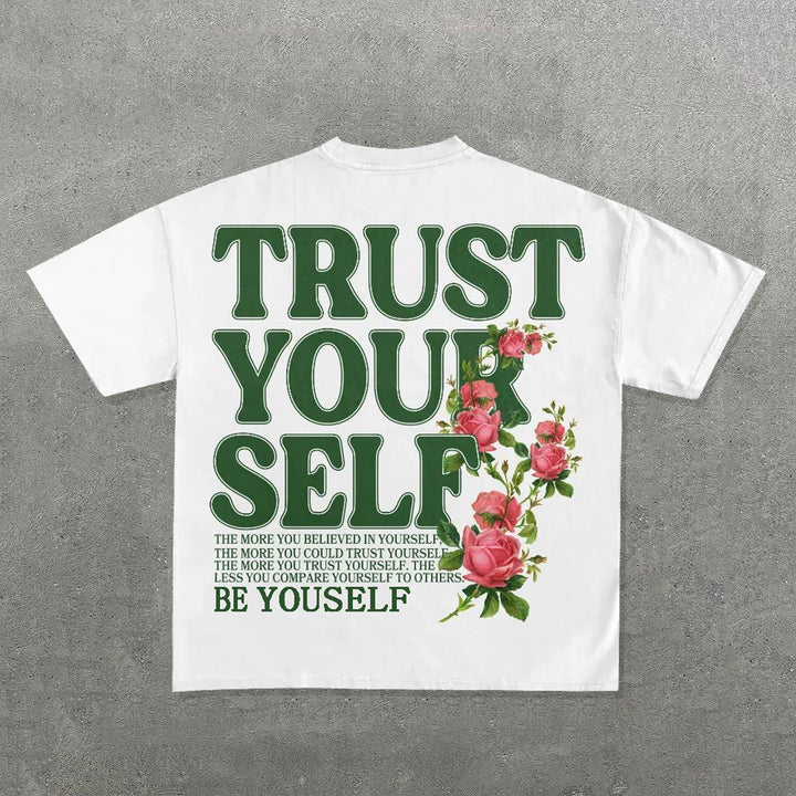 Sopula Trust Yourself Flower Print Short Sleeve T-Shirt - SOPULA
