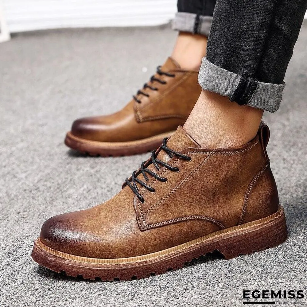 Leather Hight Top Warm Snow Boots Oxfords Plush Ankle Work Fur Men Boots | EGEMISS