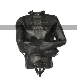 pornhint Pornhint Robust BDSM Leather Strait Jacket for Men | 100% Genuine Leather | Heavy Duty BDSM Leather Slave Collar | BDSM Bondage Chastity Jacket