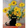 Van Gogh Sunflowers And Black Cat-11CT Stamped Cross Stitch 40*50cm/15.75*19.69in