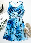 Floral Cut Out Wrap Open Back Mini Dress