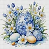 Blue And White Porcelain-Egg Flower-11CT Stamped Cross Stitch 40*40cm/15.75*15.75in
