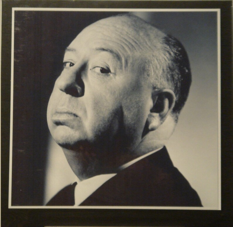 ALFRED HITCHCOCK SIGNED Autographed Profile Drawing And Photo Poster painting Matted Birds Vertigo Spellbound wcoa