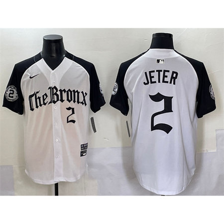 Men's New York Yankees #2 Derek Jeter White "Gothic Legacy Edition" Vapor Premier Limited Stitched Baseball Jersey 8FGT
