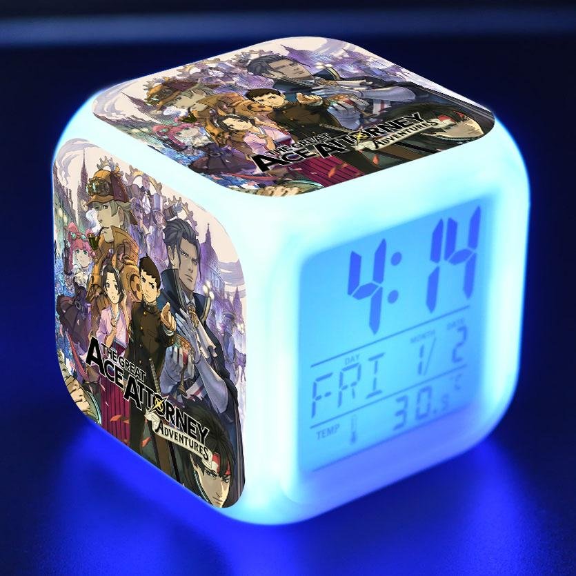 The Great Ace Attorney Chronicles Digital Alarm Clock 7 Color Changing Night Light Touch Control for Kids