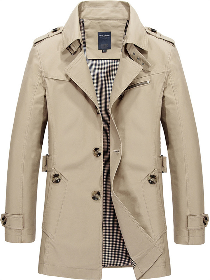New Tops Men's Cotton Big Yards in The Long Section Jacket Men's Casual Solid Color Coat