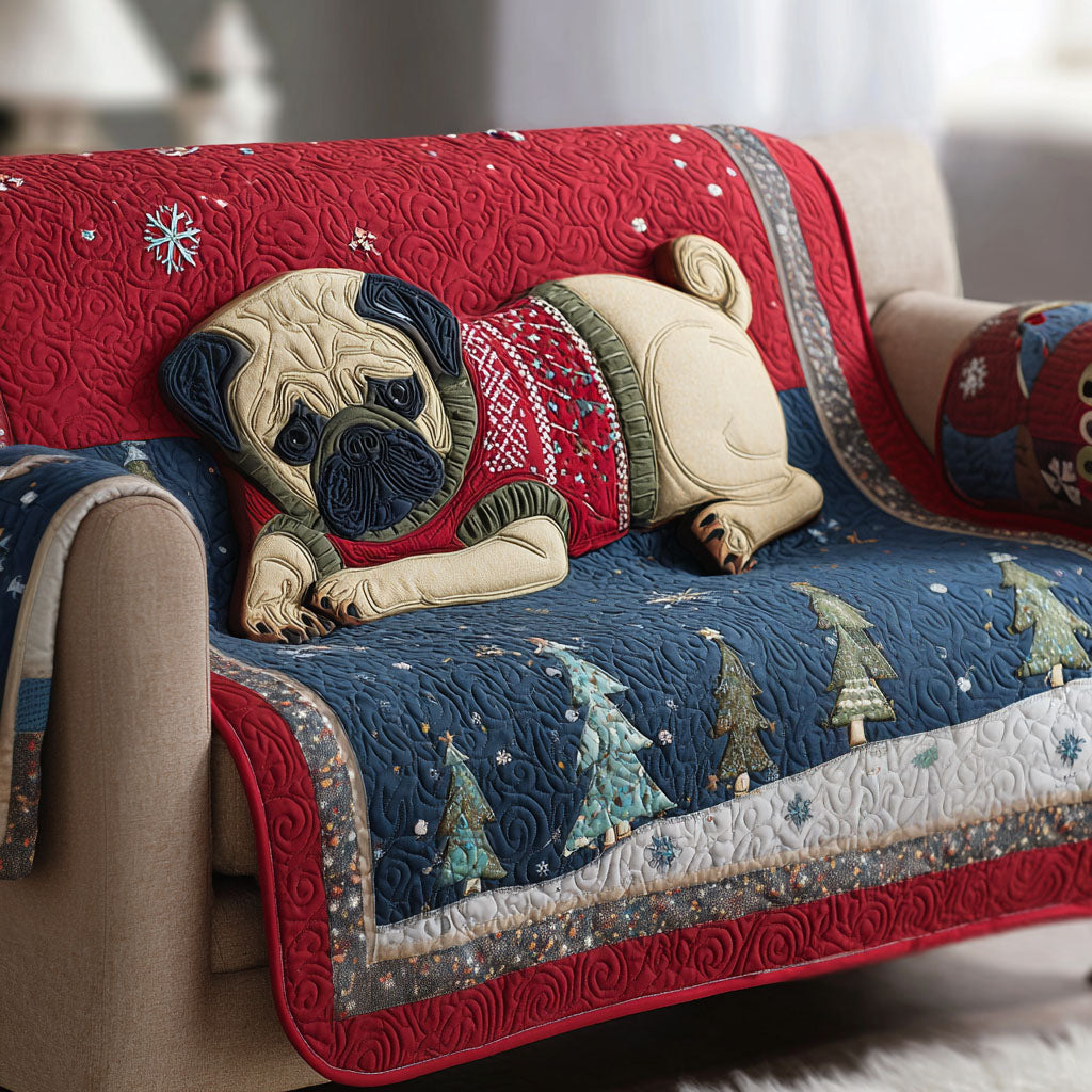 Pug Wonderland Quilted Sofa Cover NCU0PT9815 everthome