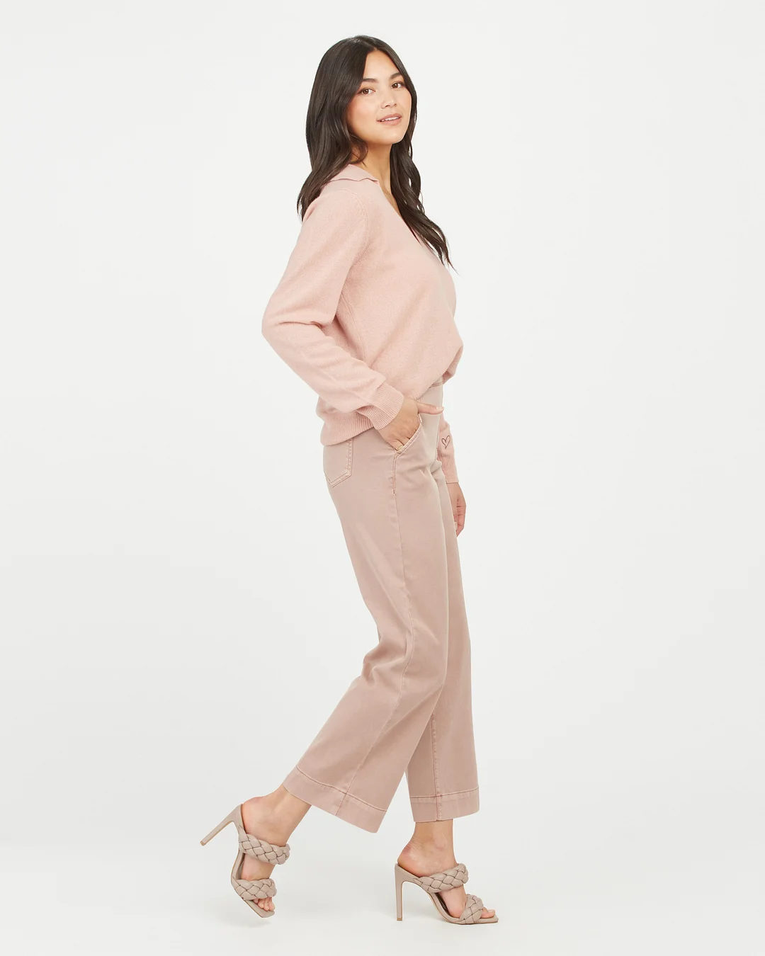 Stretch Twill Cropped Wide Leg Pant