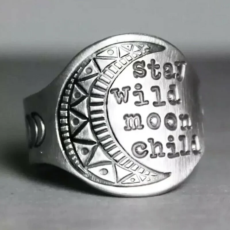 ✨Silver Vintage Moon Ring - 'Stay Wild Moon Child'🌙