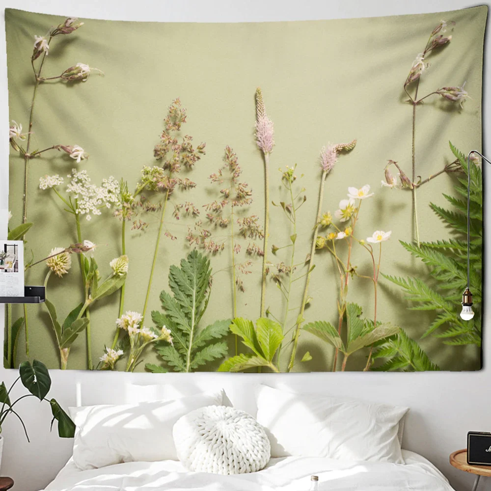 Athvotar Flowers Tapestry Green Plants Wall Hanging Natural Beautiful Home Bedroom Art Style Decor