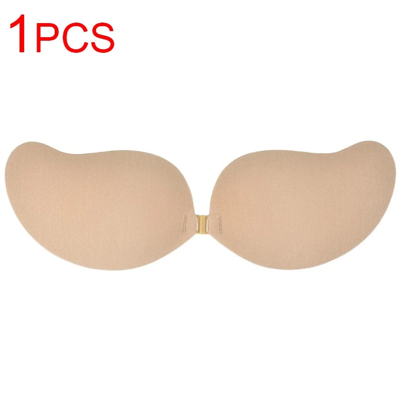 DERUILADY Adhesive Invisible Bras For Women Sexy Lingerie Seamless Silicone Sticky Bralette Strapless Front Closure Push Up Bra