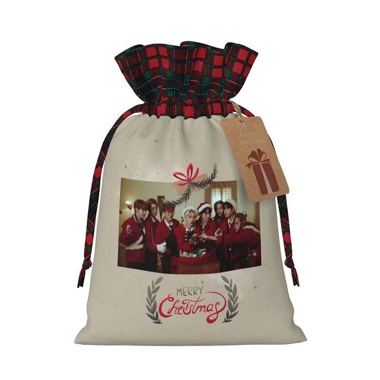 Stray Kids Christmas Drawstring Gift Wrap Storage Bag