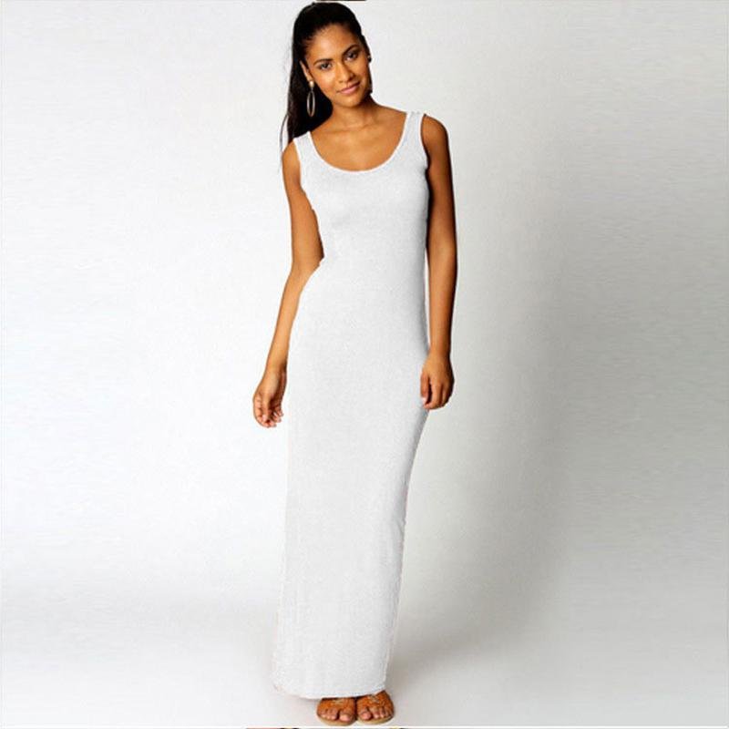 2020 Spring Summer Elegant Party Sexy Long Dress Women Clothes O-neck Sleeveless Slim Ladies Dresses Plus Size Maxi Dress Femme