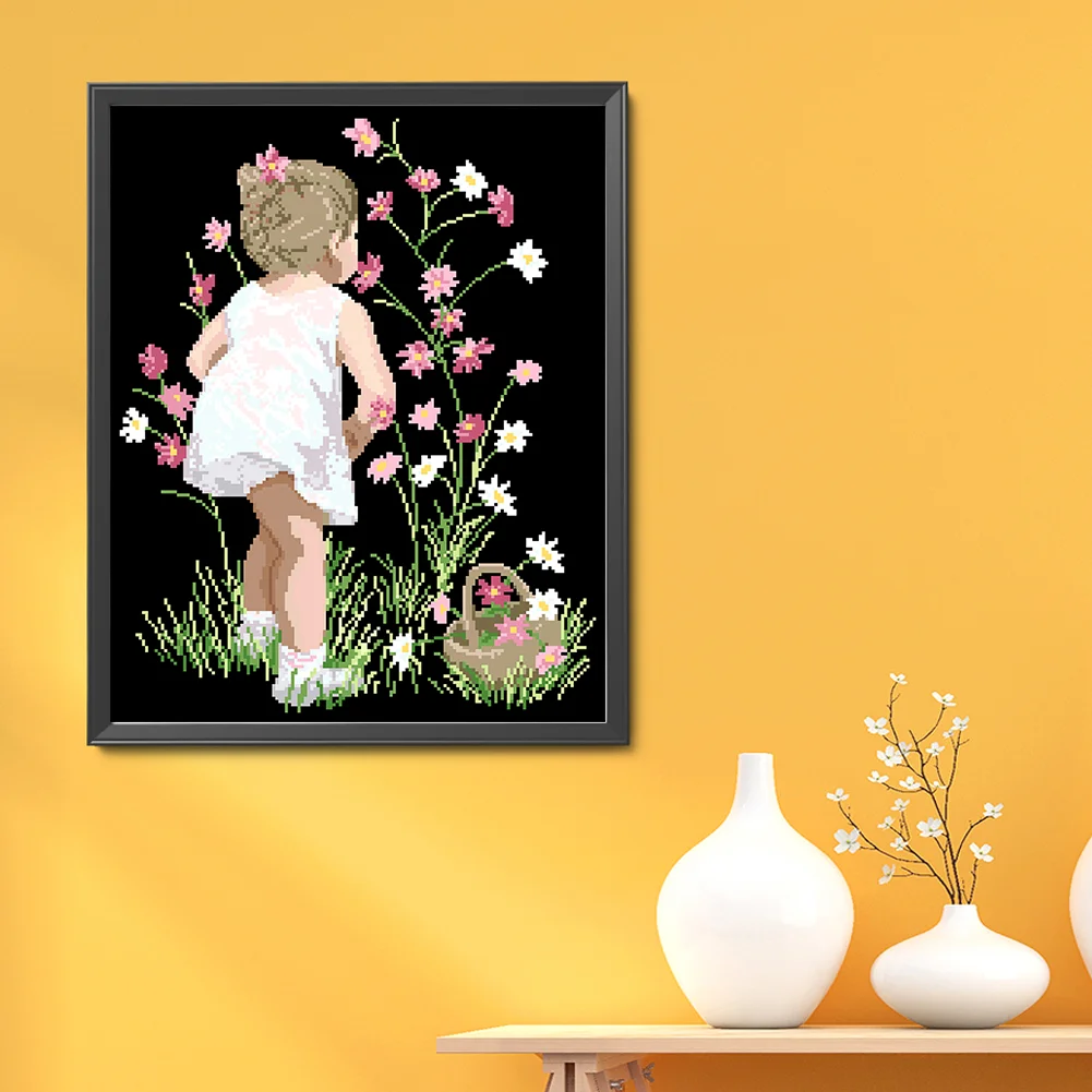 9CT Full Stamped Cross Stitch Bead Embroidery- Girl(Canvas|40*54CM)