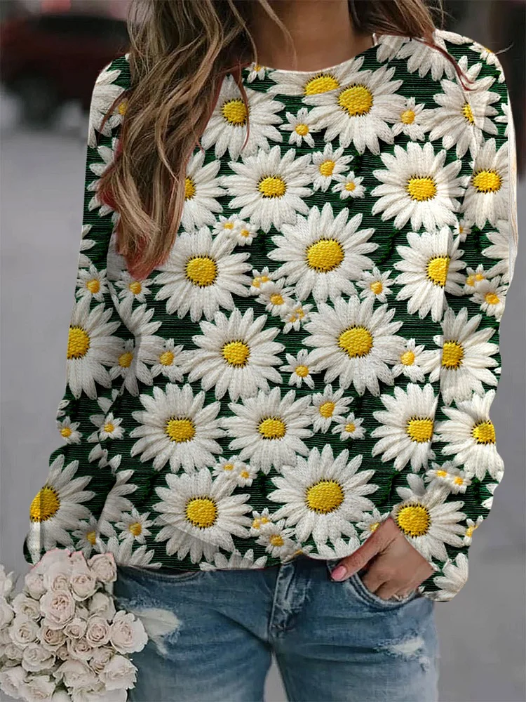 Women's Daisy Print Sweatshirt